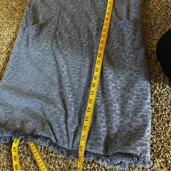 Blank Terry Cloth Cover Up‎ Dress Hooded Pockets Fringed Hem Blue XS - Picture 8 of 8
